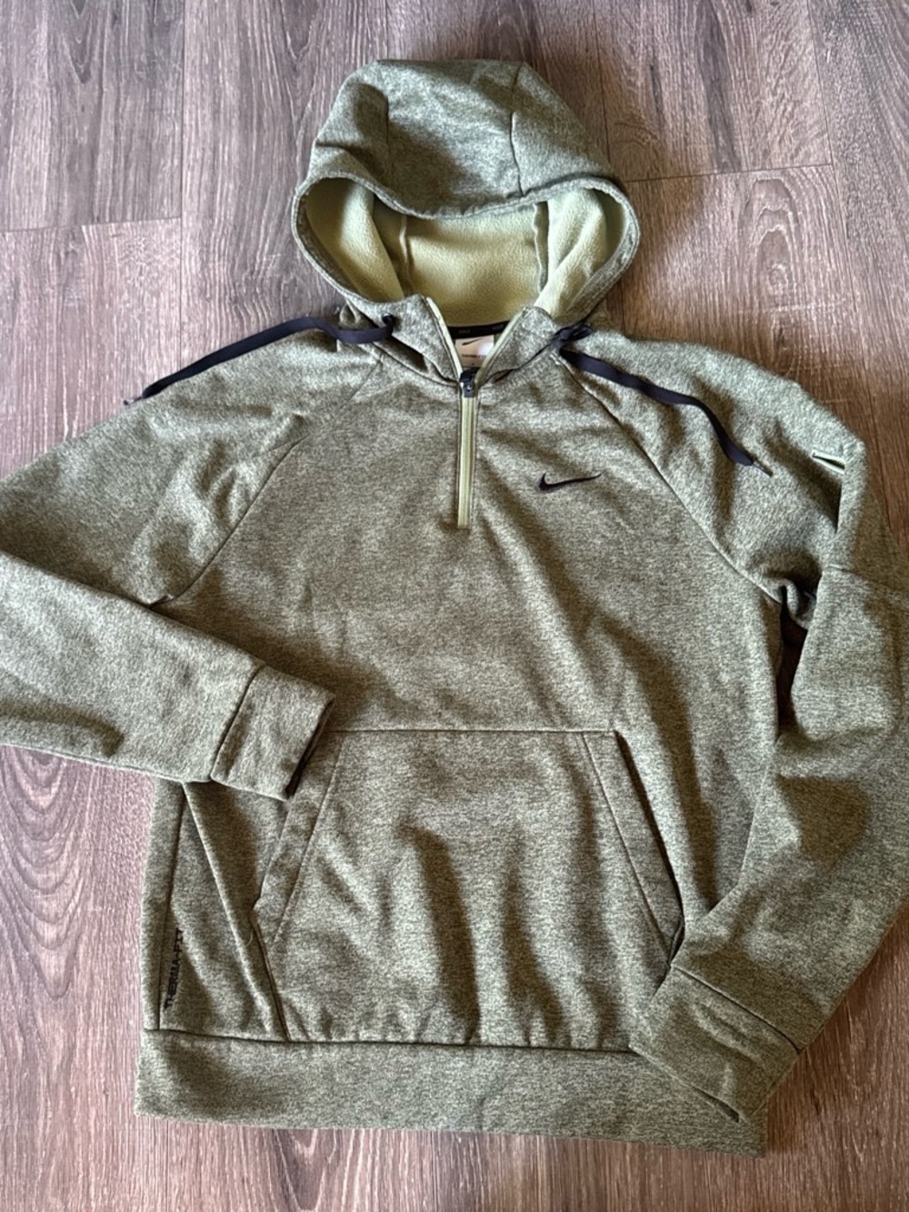 Nike Olive Green Therma-fit Quarter-Zip Hoodie with Hood